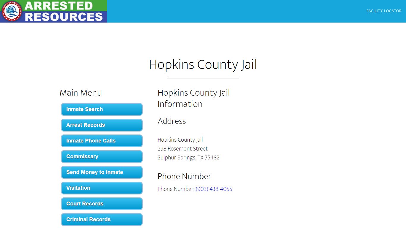 Hopkins County Jail - Inmate Search - Sulphur Springs, TX